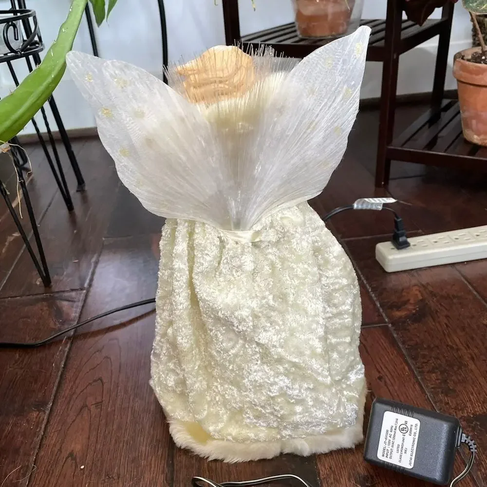 Fiber Optic Angel Christmas Tree Topper Changing LED Lights Electric with Box
